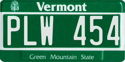 VT license plate PLW454