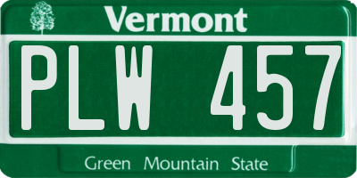 VT license plate PLW457