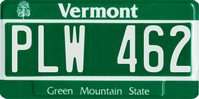 VT license plate PLW462