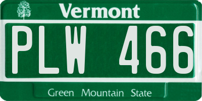 VT license plate PLW466