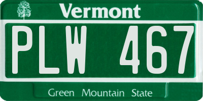 VT license plate PLW467