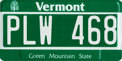 VT license plate PLW468