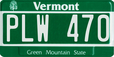 VT license plate PLW470