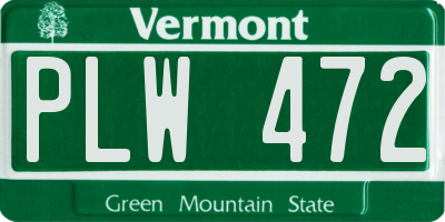VT license plate PLW472