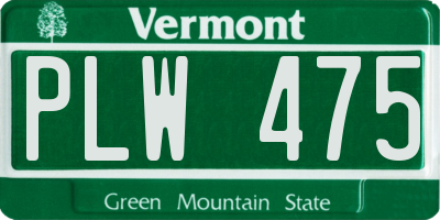 VT license plate PLW475