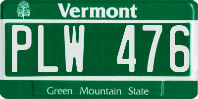 VT license plate PLW476