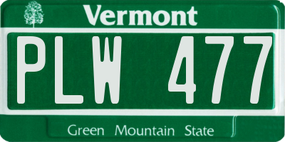 VT license plate PLW477