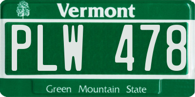 VT license plate PLW478