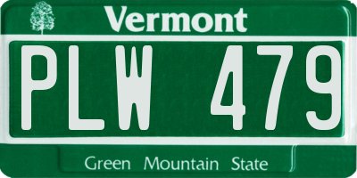 VT license plate PLW479