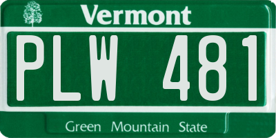 VT license plate PLW481