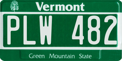 VT license plate PLW482