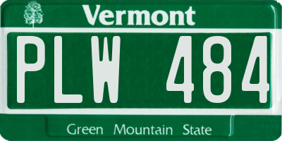 VT license plate PLW484