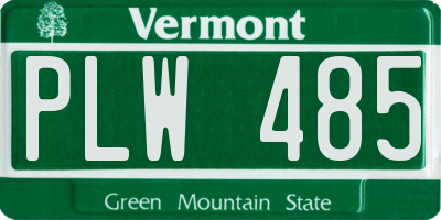 VT license plate PLW485
