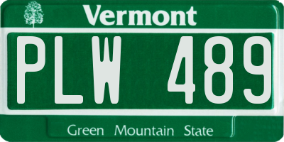 VT license plate PLW489