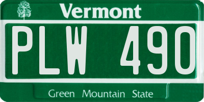 VT license plate PLW490