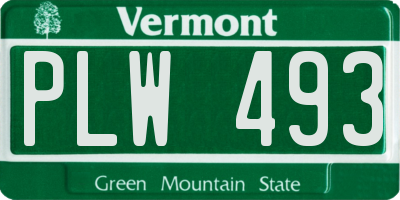 VT license plate PLW493