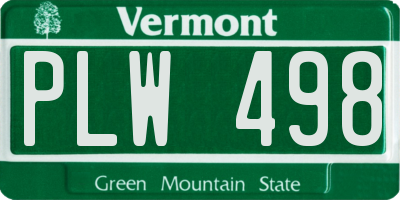 VT license plate PLW498