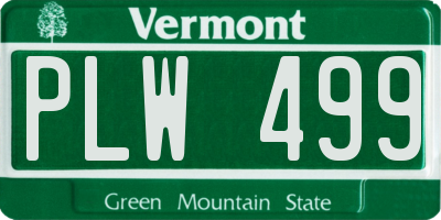 VT license plate PLW499