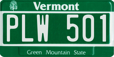 VT license plate PLW501