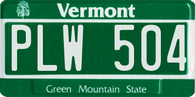 VT license plate PLW504