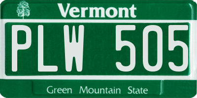 VT license plate PLW505