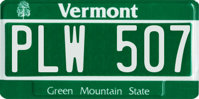 VT license plate PLW507