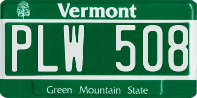 VT license plate PLW508
