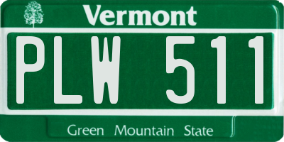 VT license plate PLW511