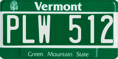 VT license plate PLW512
