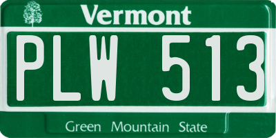 VT license plate PLW513