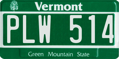 VT license plate PLW514