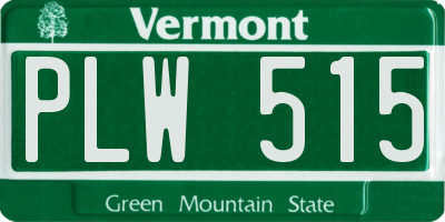 VT license plate PLW515