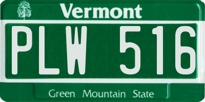 VT license plate PLW516