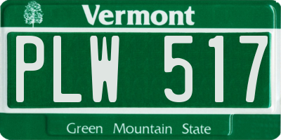 VT license plate PLW517