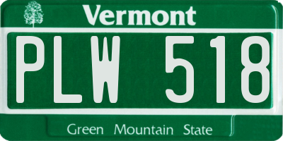 VT license plate PLW518