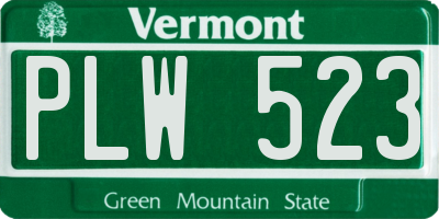 VT license plate PLW523