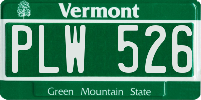 VT license plate PLW526