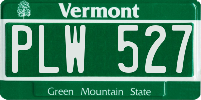 VT license plate PLW527