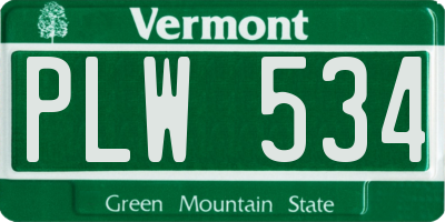 VT license plate PLW534