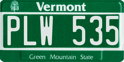 VT license plate PLW535