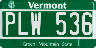 VT license plate PLW536