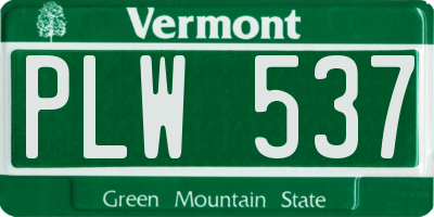 VT license plate PLW537