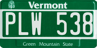 VT license plate PLW538