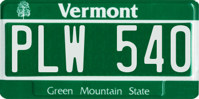 VT license plate PLW540