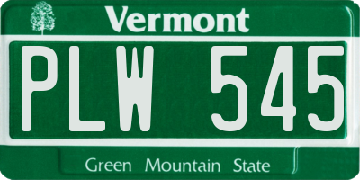VT license plate PLW545