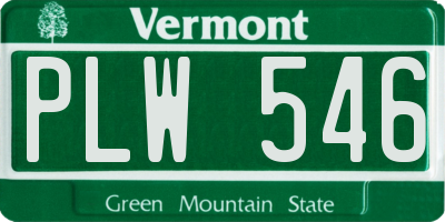 VT license plate PLW546