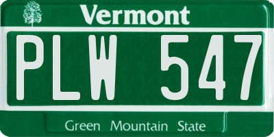 VT license plate PLW547