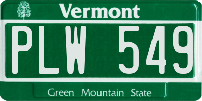 VT license plate PLW549