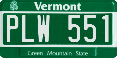 VT license plate PLW551