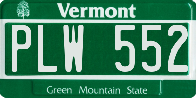 VT license plate PLW552